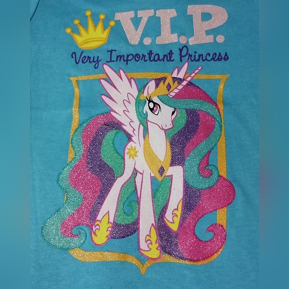 🔥SALE🔥 My Little Pony Princess Celestia Sparkly "VIP" Girl's T-shirt NWT Sz 2T - Picture 2 of 5